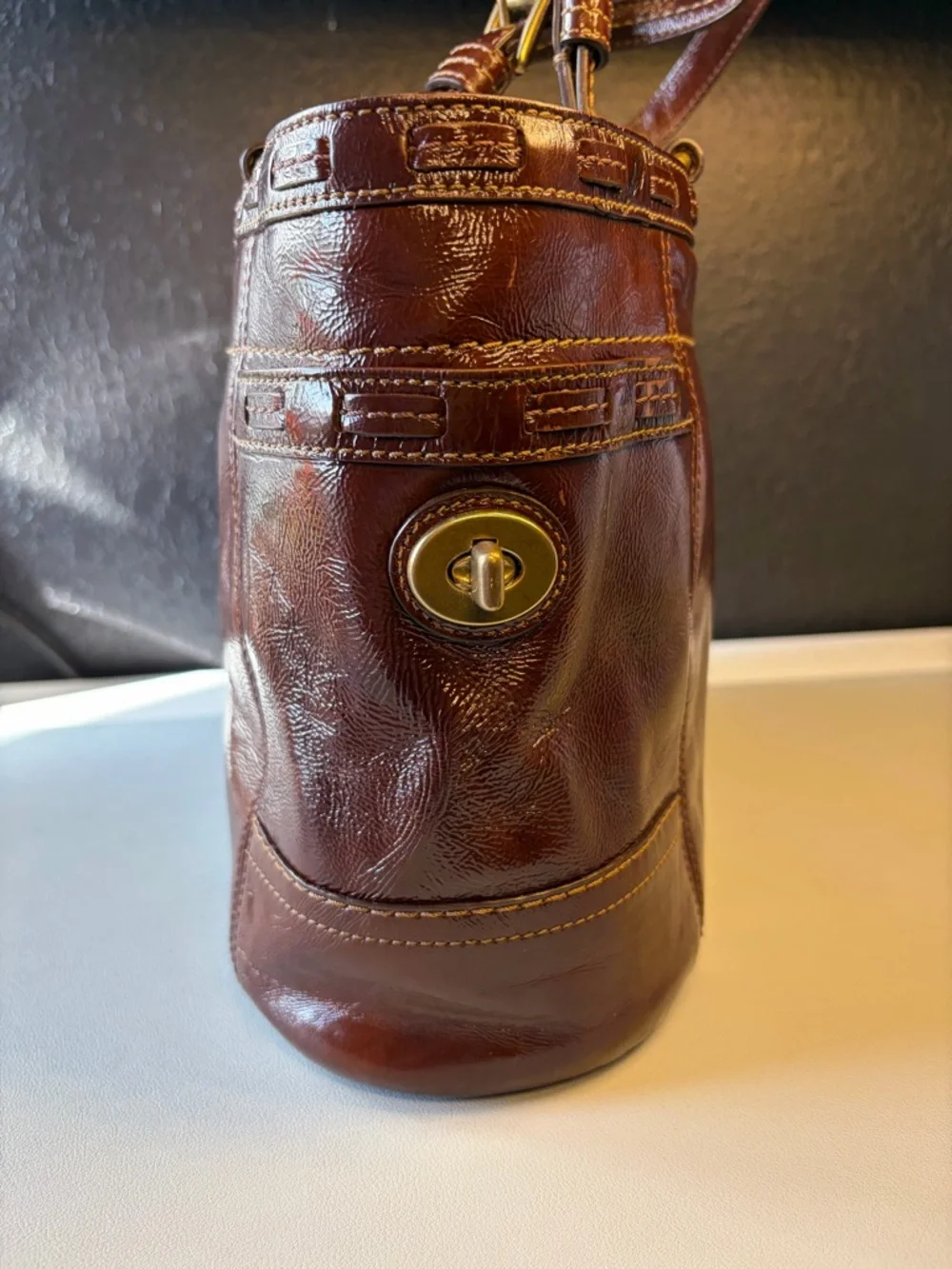 Coach Patent Leather Shoulder Tote with Gold Hardware! #11500 - Picture 2 of 16